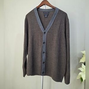 Banana Republic Taupe Cardigan with Charcoal Trim